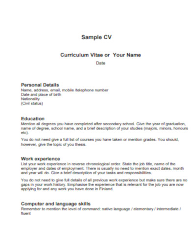 Sample CV