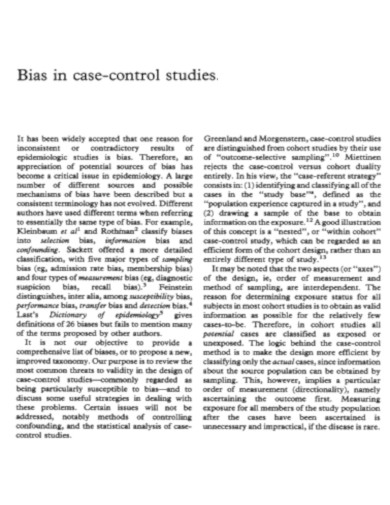 Sampling Bias in Case Control Studies