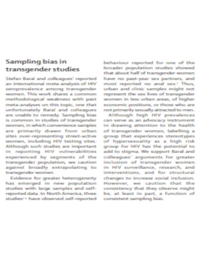 Sampling Bias in Transgender Studies