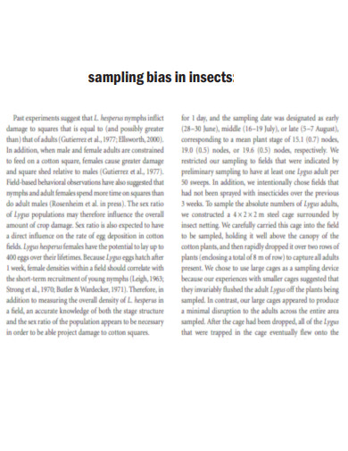 Sampling Bias in insects