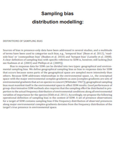 Sampling Biases Species Distribution Modelling