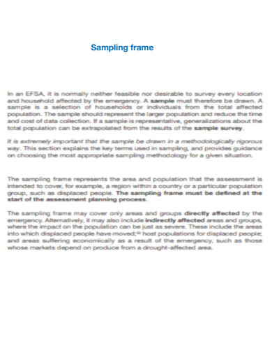 Sampling Frame Assessment