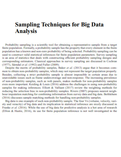 Sampling Techniques for Big Data Analysis