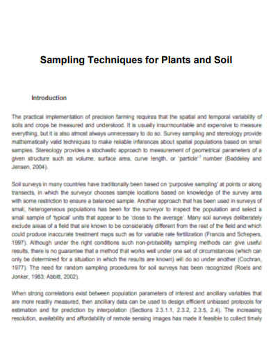 Sampling Techniques for Plants and Soil