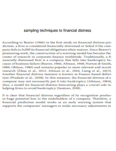 Sampling Techniques to Financial Distress