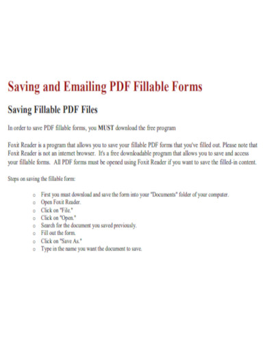 Saving and Emailing PDF Fillable Forms