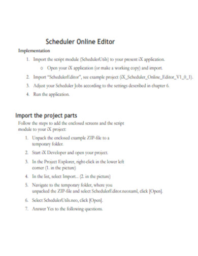Scheduler Online Editor
