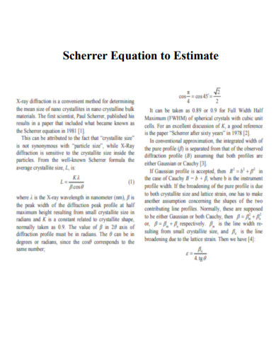 Scherrer Formula Estimation of Error