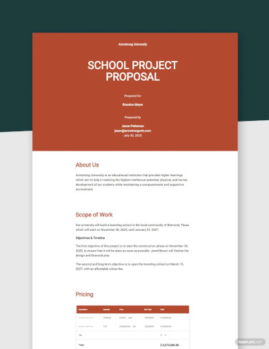 School Project Proposal Template