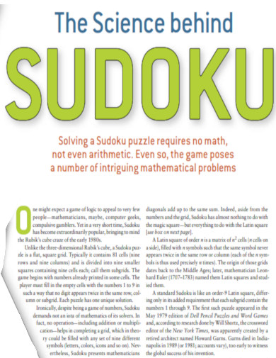 Science Behind Sudoku 
