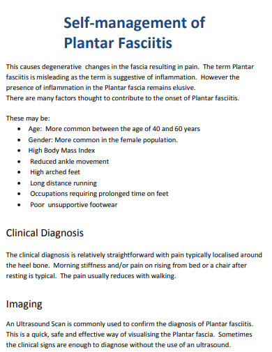 Self Management of Plantar Fasciitis