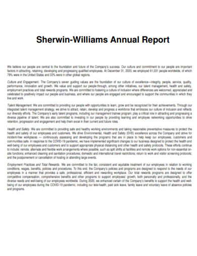 Sherwin Williams Paint Annual Report