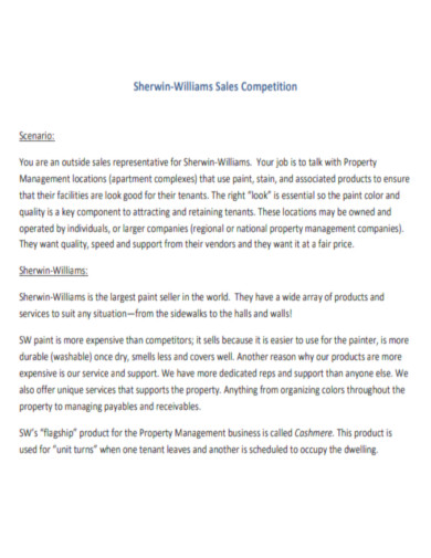 Sherwin Williams Paint Sales Competition