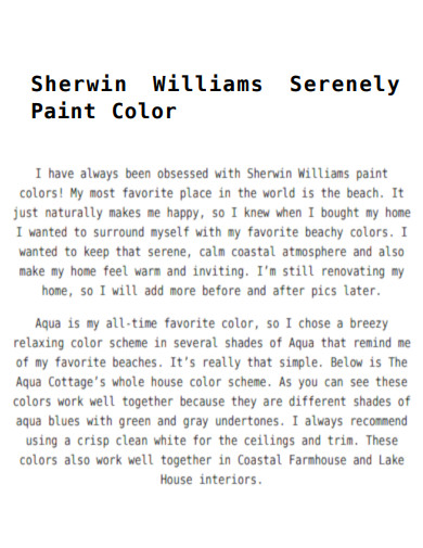 Sherwin Williams Serenely Paint Color