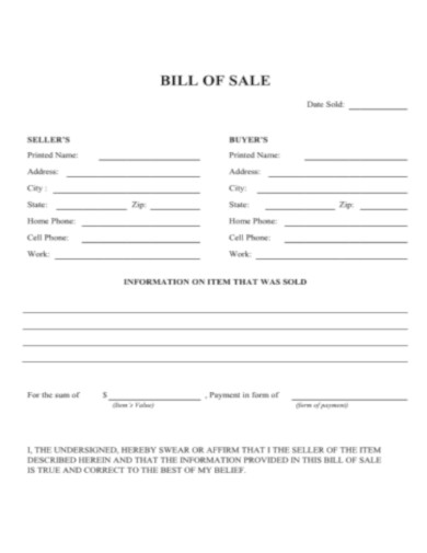 Simple Bill of Sale