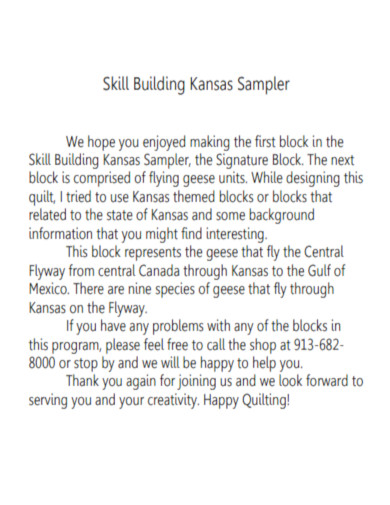 Skill Building Kansas Sampler