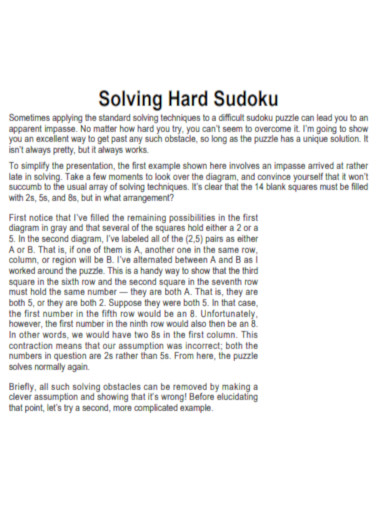 Solving Hard Sudoku