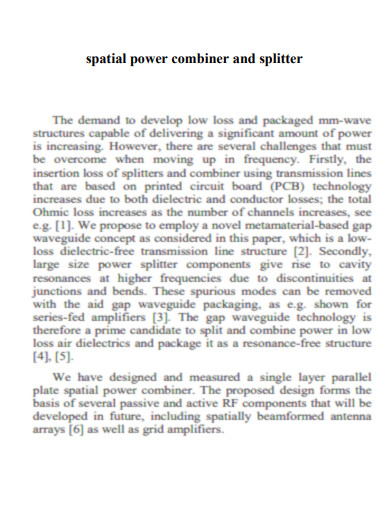 Spatial Power Combiner and Splitter