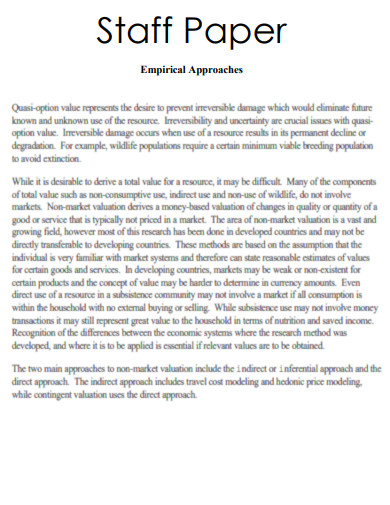 Staff Paper Empirical Approaches 