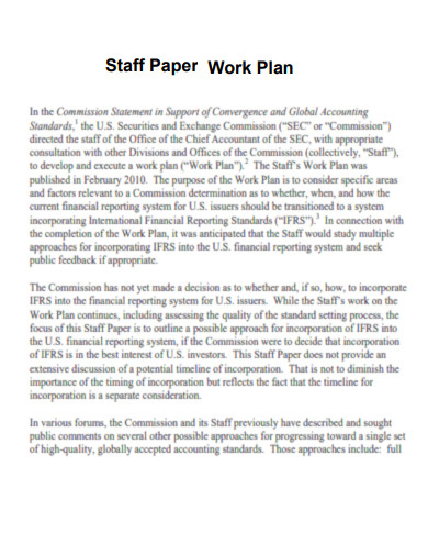 Staff Paper Work Plan