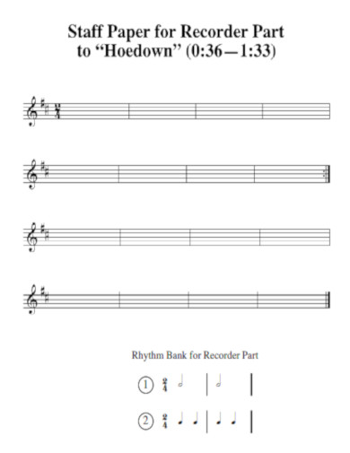 Staff Paper for Recorder Part