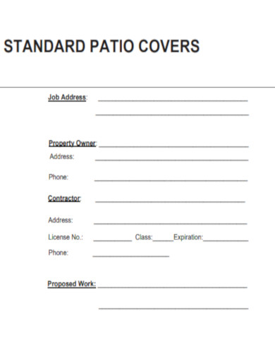 Standard Patio Cover Plan 