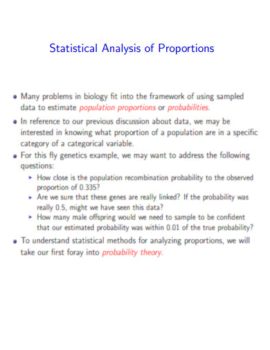 Statistical Analysis of Proportions