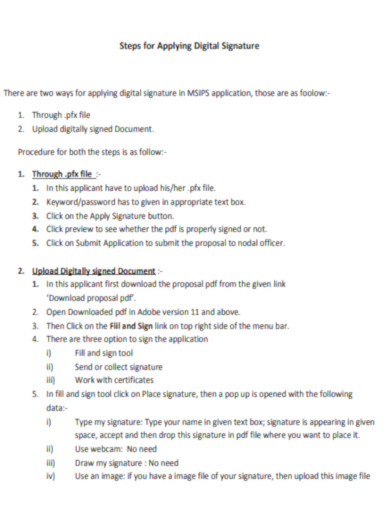 Steps for Applying Digital Signature