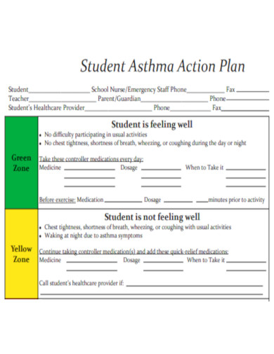 Student Asthma Action Plan