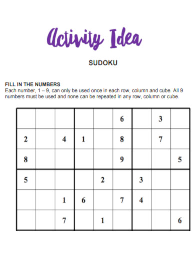 Sudoku Activity Idea