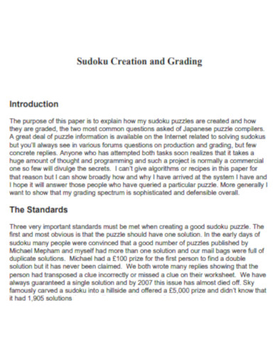 Sudoku Creation and Grading