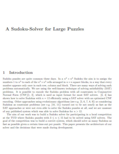 Sudoku Solver for Large Puzzles