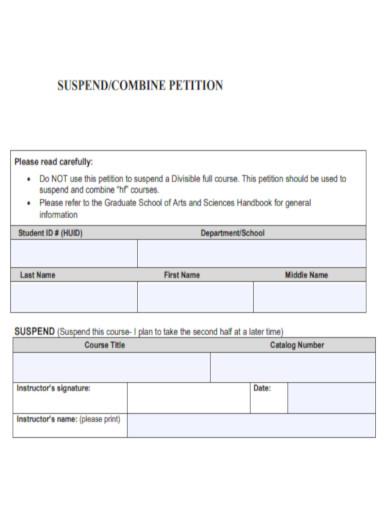 Suspend Combine Petition
