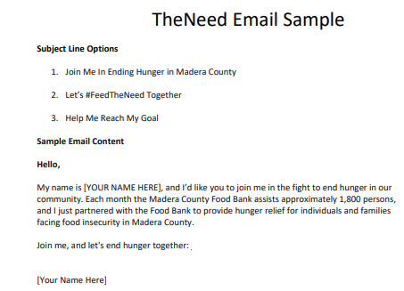 The Need Email Sample