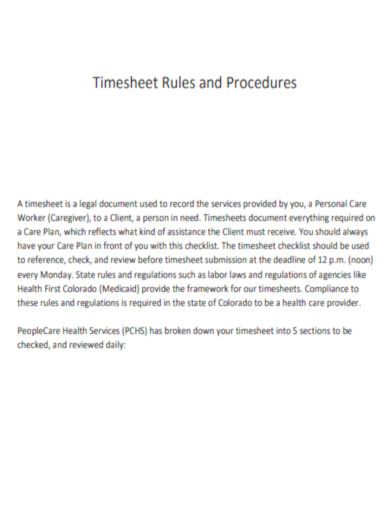 Timesheet Rules and Procedures