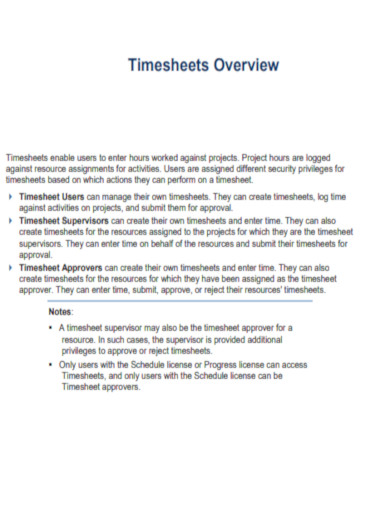 Timesheets Overviews