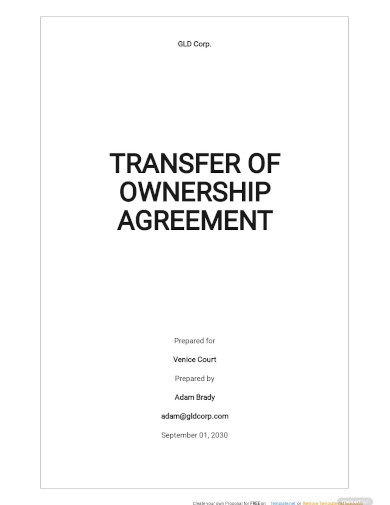 Transfer of Ownership Agreement Template