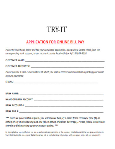 TryIt Application for Online Bill