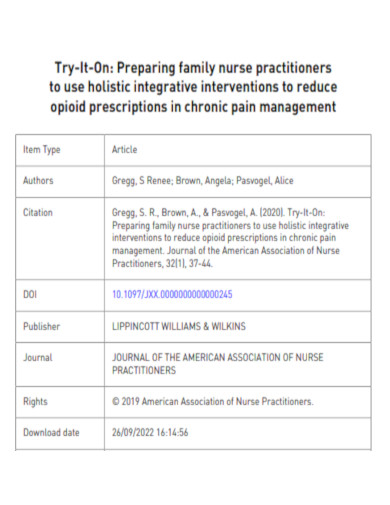 TryIt On Preparing family nurse practitioners