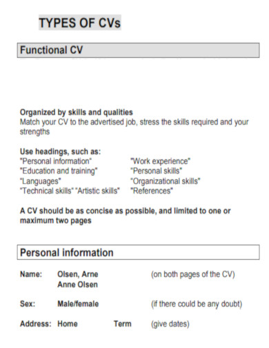 Types of CV