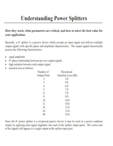 Understanding Power Splitters