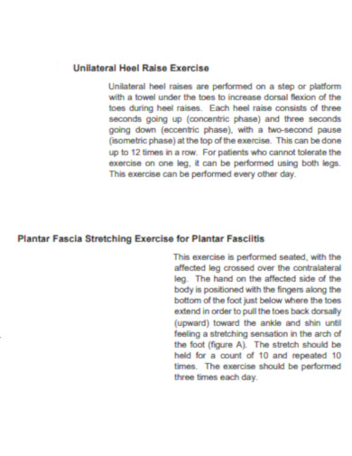 Unilateral Heel Raise Exercise for Plantar Fasciitis