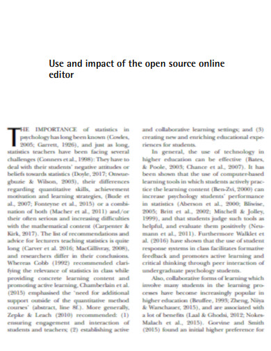 Use and impact of the open source online editor