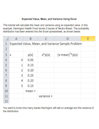 Variance Calculator Excel