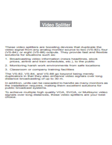Video Splitter package