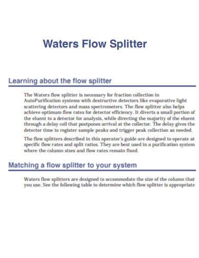 Waters Flow Splitter
