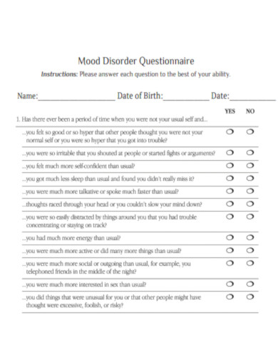 Wellness Mood Disorder Questionnaire