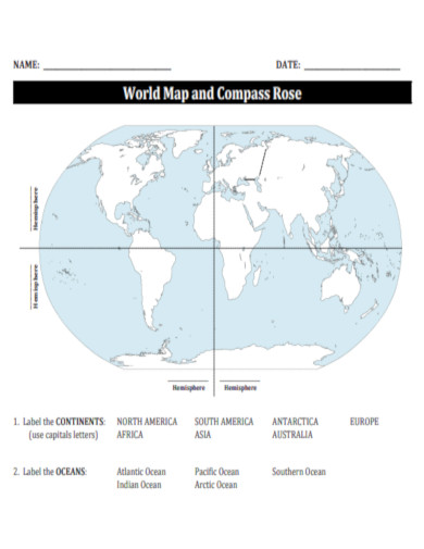 World Map and Compass Rose