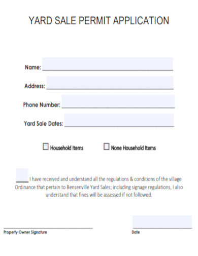 Yard Sales Permit Application
