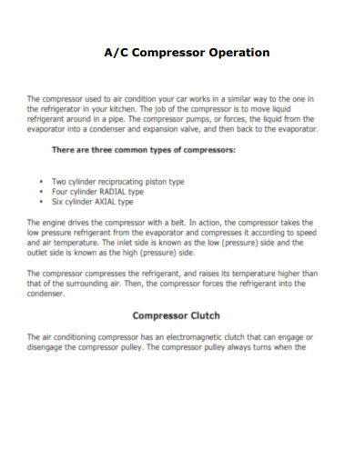 AC Compressor Operation
